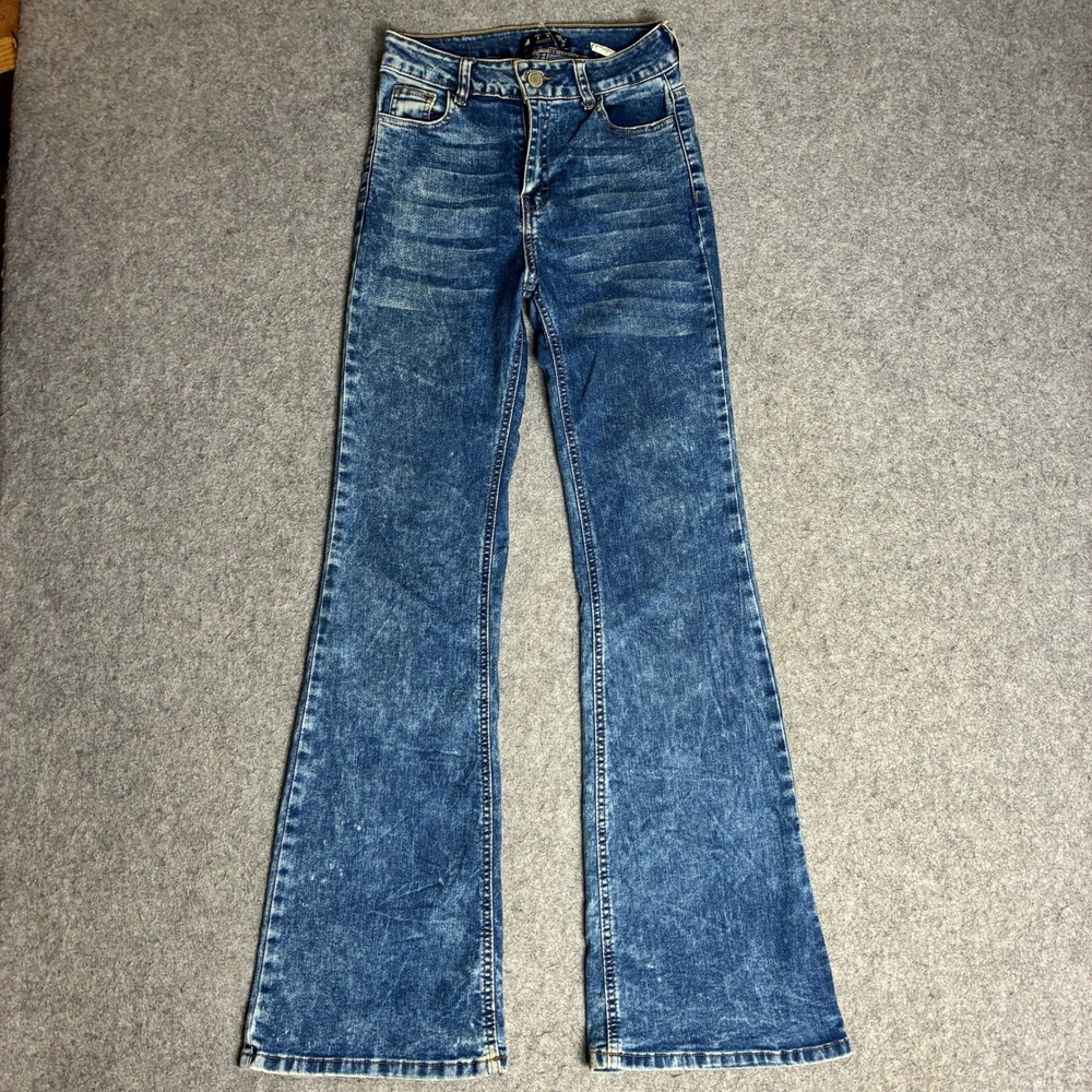 Cuidado con el Perro Flare Jeans Womens 0 25x31 Blue Acid Wash High Rise